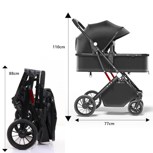 Lightweight Baby Stroller, Compact Toddler Travel Baby Pram for Airplane, Easy One-Hand Fold Newborn Pram, Adjustable Backrest & Canopy, Storage Basket, Self-Standing Gravity Fold - Image 5