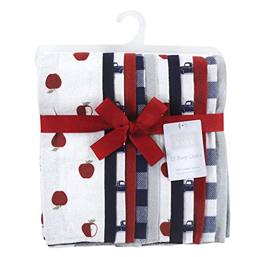 Image of Hudson Baby Unisex Baby Cotton Flannel Burp Cloths Bundle, Apple Orchard, One Size