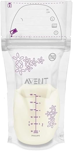 Philips Avent SCF603/25 - Pack de 25 bolsas para almacenaje de leche materna, 180 ml, color blanco
