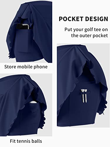 Attraco Racerback Tennis Dress For Women With Shorts Underneath Athletic Golf Dress Navy M #TOP4