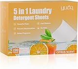 detersivo in fogli per lavatrice fino a 200 lavaggi, ecologico, facili da usare, a base vegetale, biodegradabili, senza plastica, dimensioni elevate (agrumi)