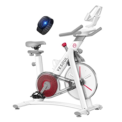 YESOUL S3 Smart Exercise Bike Stationary Bike Spin Bike - Magnetic Resistance Built-In Bluetooth Heart Rate Monitor iPad Mount for Home Indoor Workout (White)