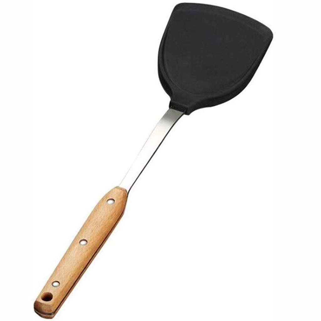 Spatola wok – Spatola antiaderente in acciaio inox per cucinare e cuocere, utensile da cucina in silicone resistente al calore