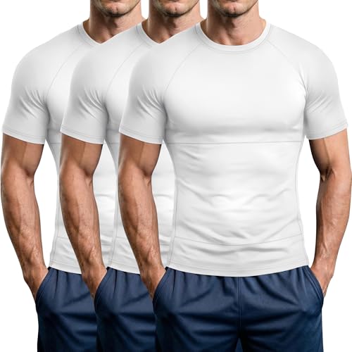 Baggyfly - Baggyfly 3 Pack Men’s Compression T-Shirts – White, Large (13% Off Amazon Deal)