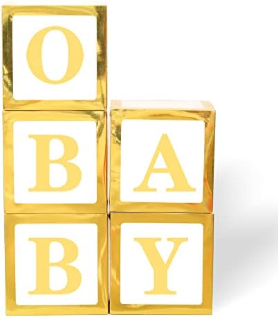 Balloon Box Decorations | 52 Letters (2-Sets of A-Z) for Custom NAME, Birthday Party, Baby Shower Decor, Gender Reveal Decorative Blocks (Sliver 5 Boxes and 52 Letter)