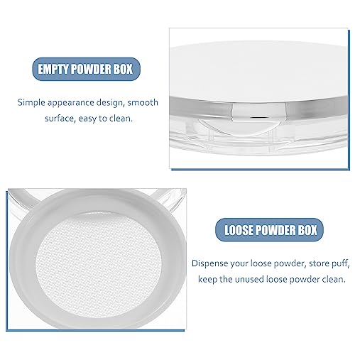 FRCOLOR 2pcs Powder Compact Container, Empty Makeup Loose Powder Case with Puff and Elasticated Net Sifter - Image 4