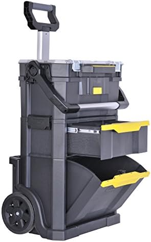 Stanley Rolling Workshop 2in1 19 Tool Carry Organiser Drawer, Telescopic Handle, Plastic, STST1 79231