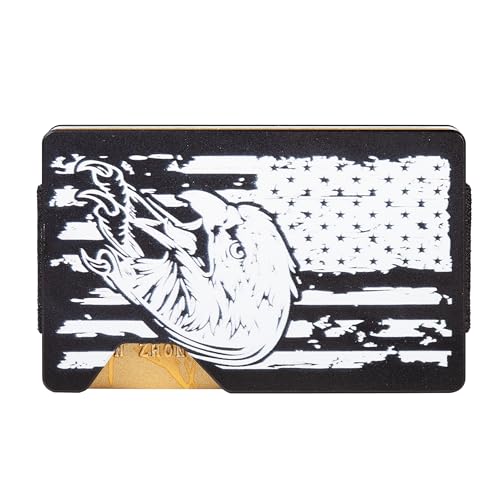 Image of Minimalist Wallet for Men, Slim Metal RFID Blocking Wallet Credit Card Holder Money Clip & Cash Strap, Scratch-Resistant Holds 15 Cards,Ideal Gift for Men | Patriot Eagle Flag