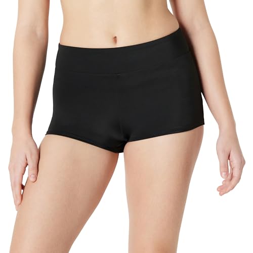 Amazon Essentials Women's boy short swim bikini bottom, Washed Black, 12