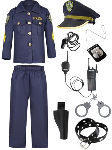 Ekoropshop Kids Police Officer Costume Set For Boys Cop Uniform Costume for Halloween Cosplay Party-S