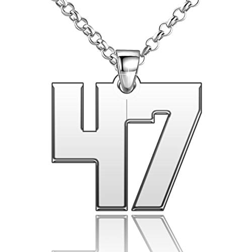 LoEnMe Jewelry Stainless Steel Personalized Number Necklace Jewelry Custom Number Chain Sports Necklaces for Men Women, 0.7, 0.9 and 1.2 inch