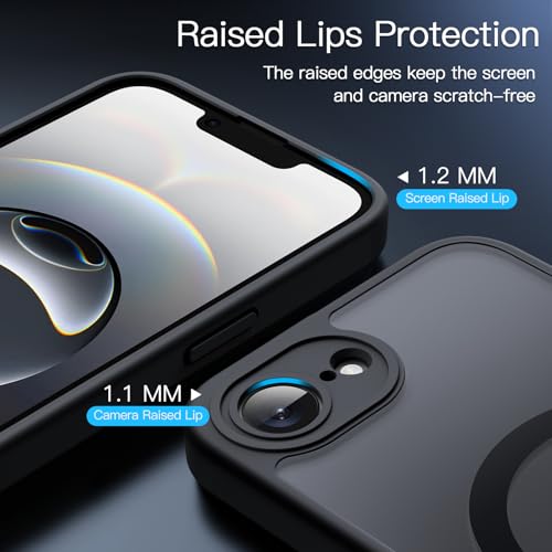 JETech Funda Magnética para iPhone 16e 6,1 Pulgadas 2025 Compatible con MagSafe, Carcasa Respaldo Translúcida Mate Slim Antigolpes (Negro)