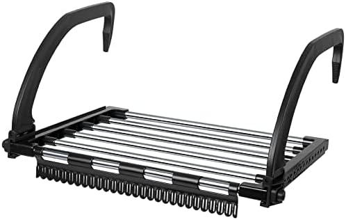 HEIBTENY Radiator Foldable Clothes Dryer Extendable Balcony Radiator Drying Rack Stainless Steel Folding Airer Radiator Drying Rack Rail for Hanging Clothes Towel Underwear Shoes Socks (32 X 40cm)