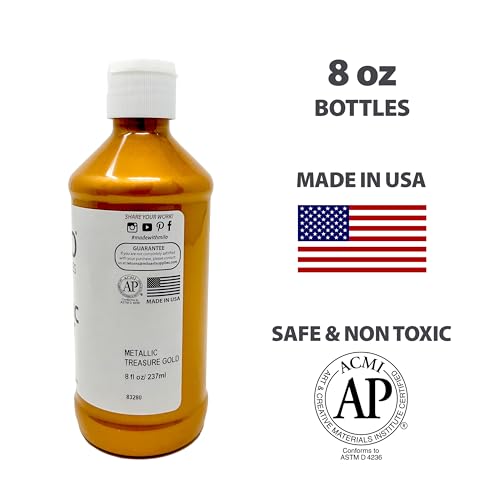 Image of milo Metallic Acrylic Paint Set, 6 Metallic Colors, 8 oz Bottles | Safe and AP Non-Toxic, Made in the USA, Arts & Crafts Paints for Artists, Student & Hobby Painters, Paint Pack, Multi-Media