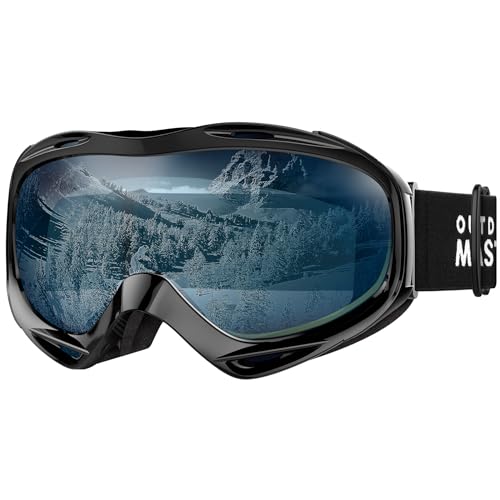 Image of OutdoorMaster OTG Ski Goggles - Over Glasses Ski /Snowboard Goggles for Men, Women & Youth - 100% UV Protection (Black Frame + VLT 60% Light Blue Lens)