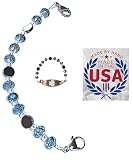 Hidden Hollow Beads Women's Handmade in USA Medical Alert Bracelet Interchangeable ID Replacement Identification Vital Info tag (Blue, 6.5 inches)