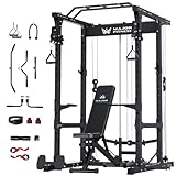 MAJOR FITNESS Drone1 Power Cage - Multi-Function Power Rack for Home Gym (Package (with Bench), Black)