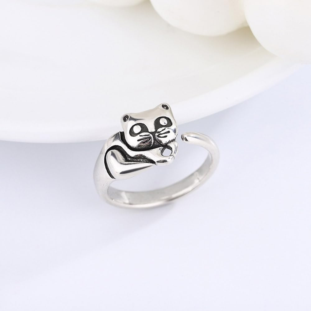 OIDIMS Lovely Pet Little Cat Ring for Women Cute Kitten Open Adjustable Dainty Animal Wrap Stacking Statement Rings Birthday Xmas Student Graduation Gift for Kitty Cats Lover Niece Daughter - Image 3
