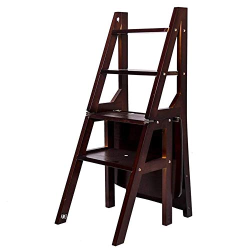 Taburete de escalada para interiores, taburete plegable de madera de 4 escalones, silla de escalera de cocina, taburete multifuncional para flores, banco de zapatos, A (A)