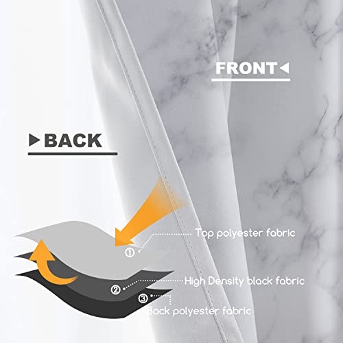 Shrahala White Marble Kitchen Valances, Marble Gray White Marbled Stone Background Half Window Curtain Window Treatment Multilayer Polyester Blackout For Living Room Bathroom 2 Pack 52 X 18 In #TOP2