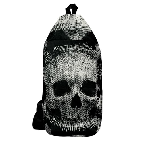 Sac à dos bandoulière grunge skull sacoche poitrine multicolore homme femme