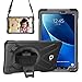 Price comparison product image Gerutek Galaxy Tab A 10.1 2016 SM T580/T585 Case with Screen Protector Heavy Duty 360 Full Body Case, Rotating Kickstand, Hand/Carry Strap Protective Cover for Samsung Tab A 10.1 2016 T580/T585, Black