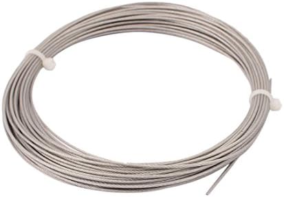 sourcingmap 10M Length 1mm Diameter Plastic Coated Flexible Steel Wire Cable Rope Silver Tone