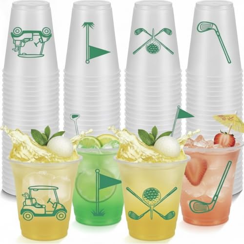 LemonRoad 100 Pcs Golf Plastic Cups Disposable 12 oz Clear for Golf Party