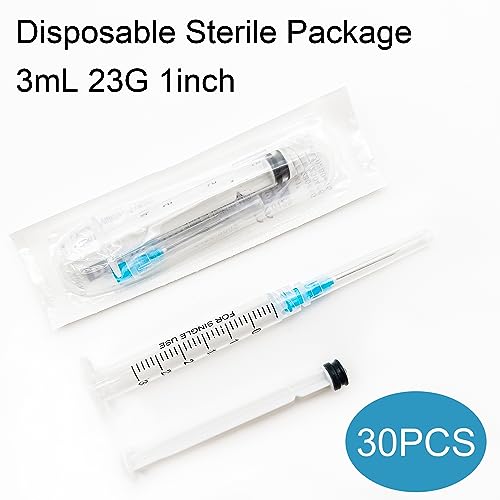 Careach 30 Packs 3mL Syringe with Needles 23 Gauge 1inch, Scientific Labs, Measurement, Individually Wrapped