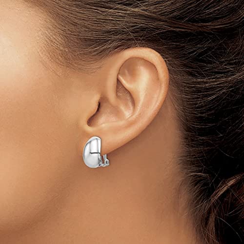 925 Sterling Silver Rhodium Plated Polished Oval Clip Earrings Measures 16.6X11.42Mm Wide Jewelry Gifts For Women #TOP1