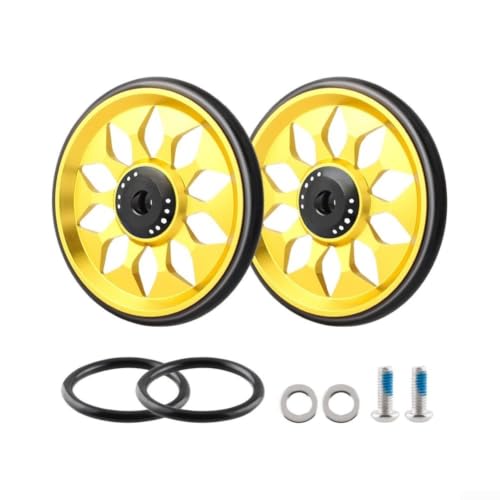 CNC Aluminum for Easy Wheels 64mm for Brompton Bike for m6 CNC(Gold Pair)