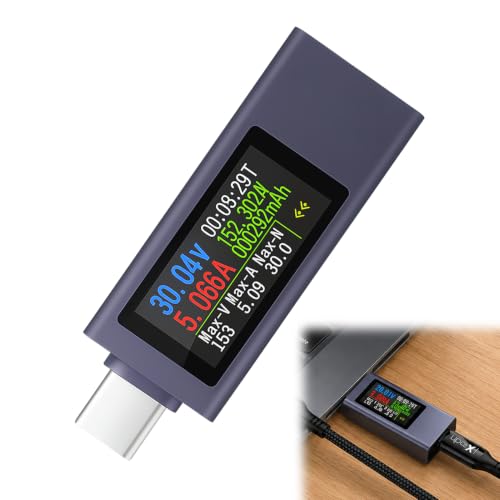 Image of USB Cable Tester, USB C Tester Power Meter for Charging Performance Testing, with Power Bank Capacity Measurement, Device Powers Consumption Monitoring, Type-C PD Fast Charging Protocol Verification