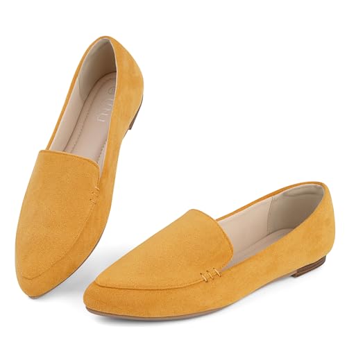 Image of MUSSHOE Pointed Toe Flats for Women, Comfortable Business Casual Work Shoes, Slip On Loafers with Arch Support, Office Walking Flats for All Day Standing