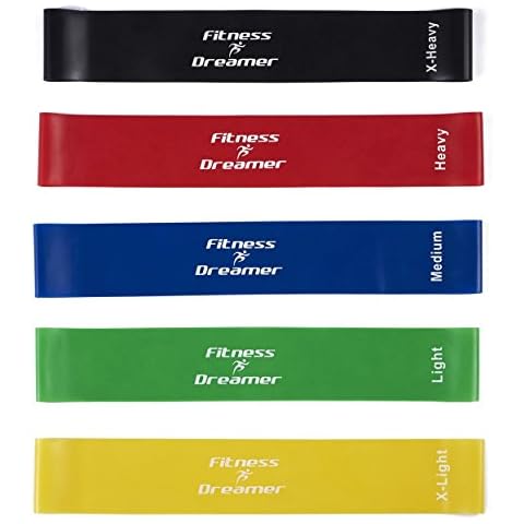 Fitness Dreamer Resistance Exercise Workout Stretch Fitness Loop Mini Bands Set for Booty Glutes Thigh Arms Legs & Butt at Home or Gym 12″x 2″ Set of 5 Cover