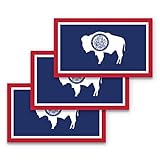 3x5 Wyoming Flag Sticker 3-Pack Made with Durable Waterproof Materials State Flag of Wyoming Bumper...