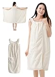 [ジェンマプラス] 【ふわふわｘ高吸水】 タオルワンピース バスローブ ママ ワンオペ レディース 着るタオル 厚手 お風呂上がり 湯上がり 速乾 マイクロファイバー タオル地 白 ホワイト 秋冬 【ワンぺママ推奨ｘ国内品質認証品】