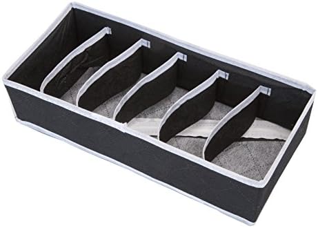 Periea Katrina Drawer Organisers - Boxes in 3 Sizes for Organising Bedroom Drawers - Individual Organisers or Packs (Black with White Piping, x2 24 Cell + x1 7 Cell + x3 6 Cell)