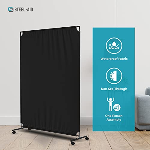 Steelaid Room Divider | Freestanding Office Wall Partition With Blackout Screen, Durable Iron Frame Classroom, Dorm Room, Kids Room, Freestanding (50" W X 71" H ) #TOP4