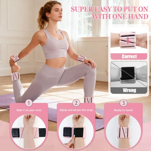 Image of BECOJADDE Ankle Weights Set of 2 (1 lb /2 lb /3 lb Each) Adjustable Wrist Weights for Women Men Wearable Arm Leg Weight for Pilates, Running, Walking, Workout, Yoga