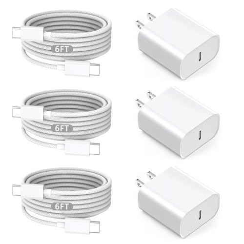 [Apple MFi Certified] iPhone Charger Fast Charging,6FT 3Pack Fast USB C Wall Chargers Plug Adapter USB C to C Cable Cord for Apple iPhone 17E/17/17 Pro/17 Pro max/Air/16/16 Pro Max/15,iPad Pro,Airpods