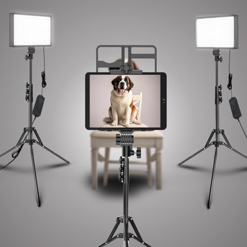 Image of 2 Packs Dimmable Bi-Color 432 LED Video Light and Stand Lighting Kit,50W,Add More Remote Controllers, 360 Ball Heads, Phone ans Tablet Holders (Black, 13)