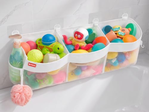 UNEEDE 4.95 Gallons 3 Compartment Horizontal Bath Toy Storage