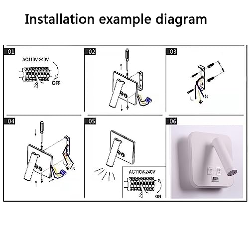 Image of USB Charging Port Wall Wash Light White Bed LED with Interior Wall Adjustable Spotlight Reading lamp Wall lamp Bedroom Indoor Bedside Lamp 3000K (3W + 10W)