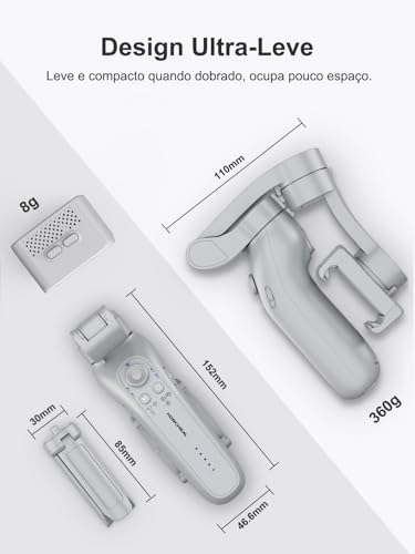 KOSCHEAL Estabilizador 3 Eixos para Celular - Estabilizador Gimbal Portátil e Dobrável, Ideal para V