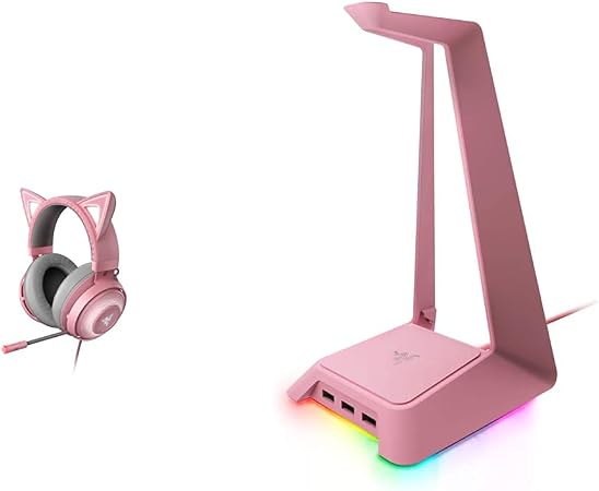Razer Kraken Kitty Cuffie Con Orecchie Da Gatto E Illuminazione Rgb Chroma  Personalizzabile, Microfono Con Cancellazione \u0026 Station Chroma Rgb Attivata  Supporto Auricolare Con Usb Hub, Quartz Edition : Amazon.it: Videogiochi