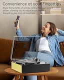 MYKESONIC Automatyczny odtwarzacz płyt, gramofon winylowy z napędem pasowym Bluetooth, magnetyczny wkład AT-3600L, wejście i wyjście Bluetooth, głośniki stereo Hi-Fi, słuchawki Aux, wyjście RCA z