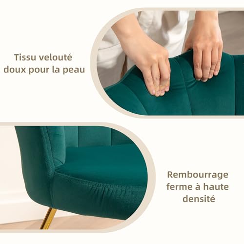 Fauteuil Coquillage Velours Vert Foncé Lotus HOMCOM