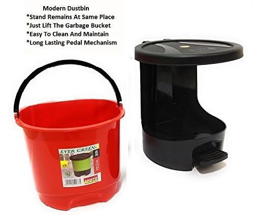 Image of ARISTO Unique Modern Plastic Pedal Dustbin 8.0 LTR (Red)