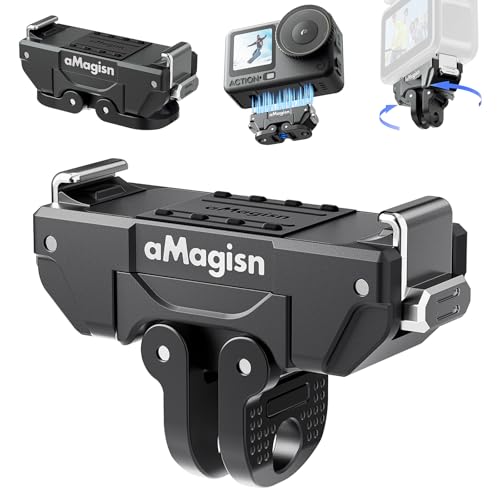 Rszfnjxry Metal Magnetic Quick-Release Mount for DJI OSMO Action 6 / Nano,360° Rotatable Magnetic Snap-On Adapter with 1/4" Thread,Shock-Absorbing Action Camera Accessories by Rszfnjxry - Used condition - US$18.99