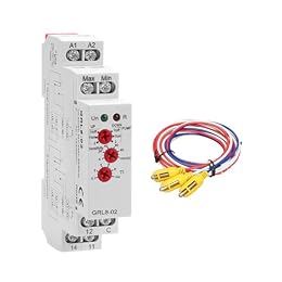 10A Liquid Level Control Relay GRL8-02 AC/DC 24V-240V Water Level Sensor Control Relay with 0.1S-10S Adjustable Time, Automatic UP and Down Liquid Level Controller with 5ft Detector Sensor